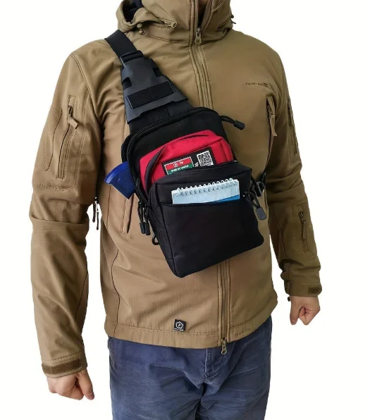 Edc Concealed Carry Fanny Pack - 戦術的隠蔽型キャリースリングバッグ：EDC用クイックアクセスピストルパック – クロスボディ、ショルダー、胸部、射撃場での使用に最適（付属品付き） ファニーパック