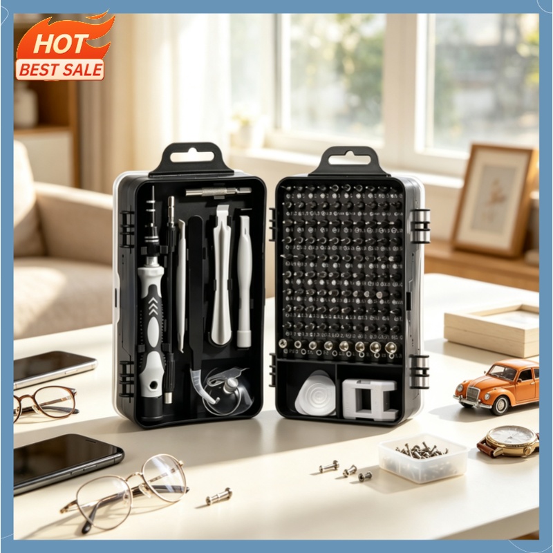Micro Screwdriver Kit - 115 in 1プロ精密ドライバーセット、磁気トルクスヘックスビット修理ツールキット（iPhone、Xiaomi、Mac、PC、眼鏡、時計用）