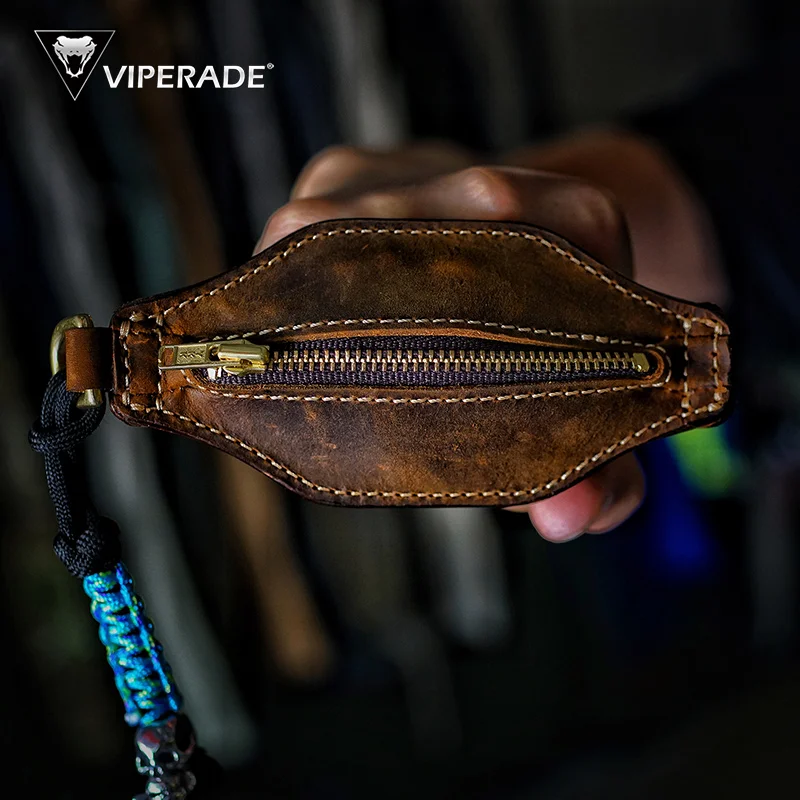 Edc Carry Coins - ​ VIPERADE PJ10 スラップジャック ウォレット、コンパクトなレザー製小銭入れ＆ジッパー付きキーホルダー、男性の日常持ち運び（EDC）に最適 ​