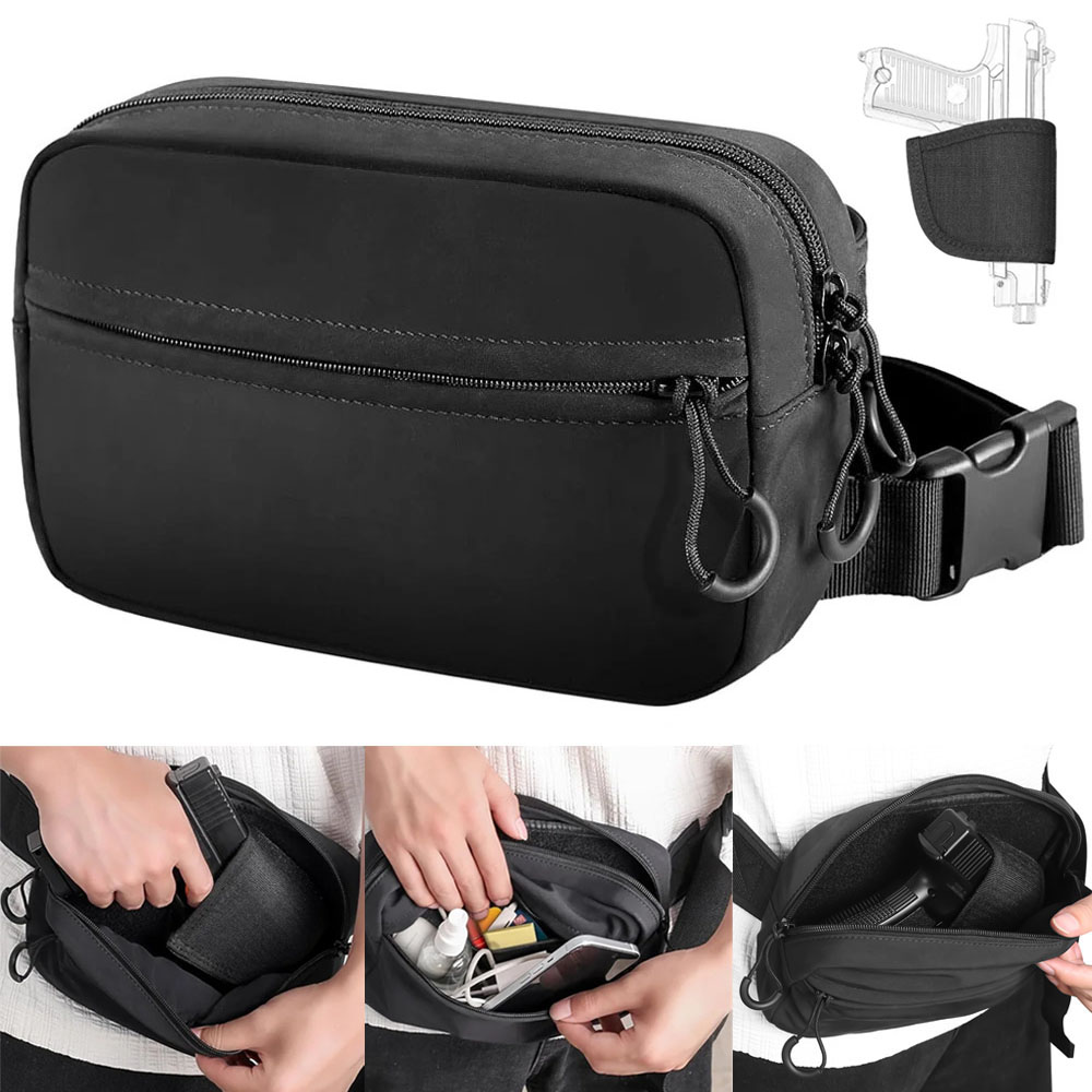Edc Concealed Carry Fanny Pack - 隠しキャリーガンバッグ ピストルハンドガン ウエストホルダーポーチ タクティカルEDCファニーパック ガンホルスター付き ユニバーサルショルダーガンバッグ