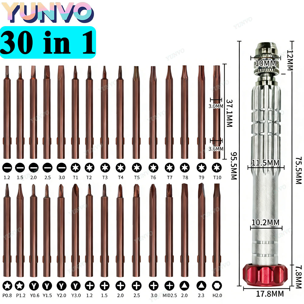 Micro Screwdriver Kit - 30 in 1 磁気精密ドライバーセット、S2スチールビット、iPhone Android用電話時計メガネ修理ツールキット