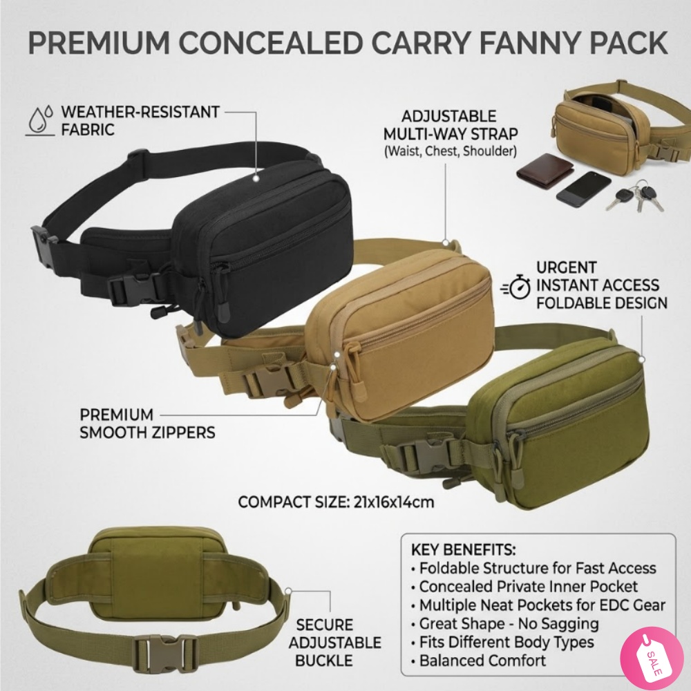 Edc Concealed Carry Fanny Pack - 戦術的な隠しキャリーファニーパック メンズウエストバッグ 防水EDCツールポーチ ショルダークロスボディバッグ アウトドア用
