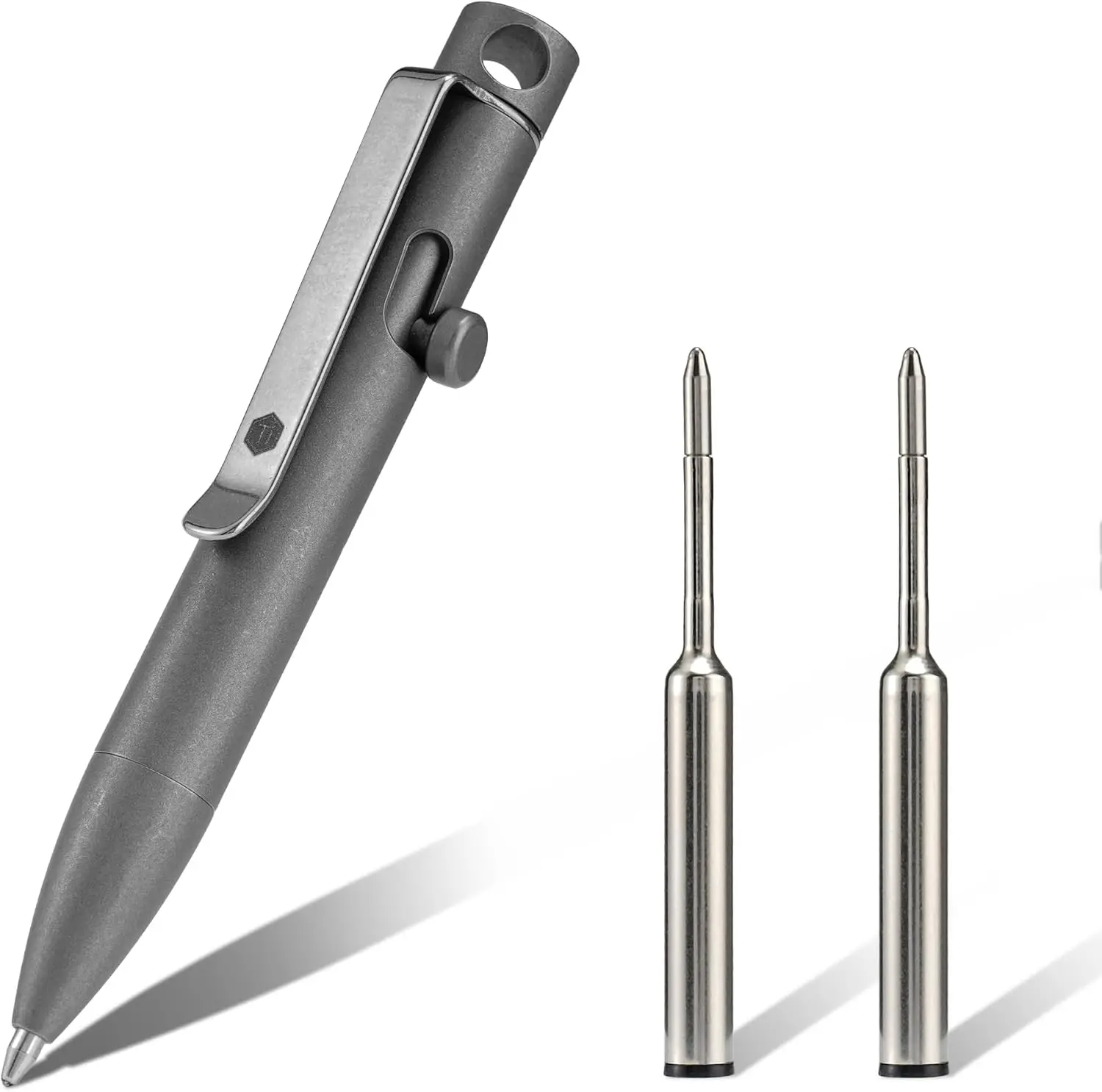 Edc Carry Pen - KeyUnity KP05SW ボルトアクションEDCペン クリップ付き、チタン製ポケットボールペン 日常持ち運び用（ストーンウォッシュ仕上げ）