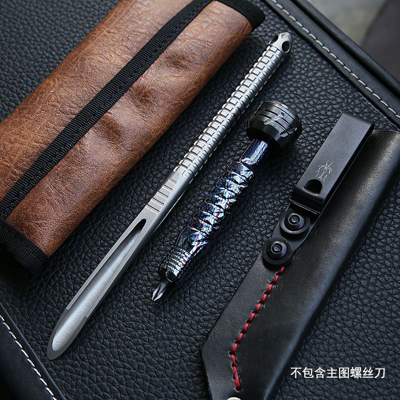 Titanium Pry Bar - 大型ストローtc4チタン合金クラバー、多機能ティーナイフ、kシース付き大型prickエプロンバー、壊れた窓ツール、197mm