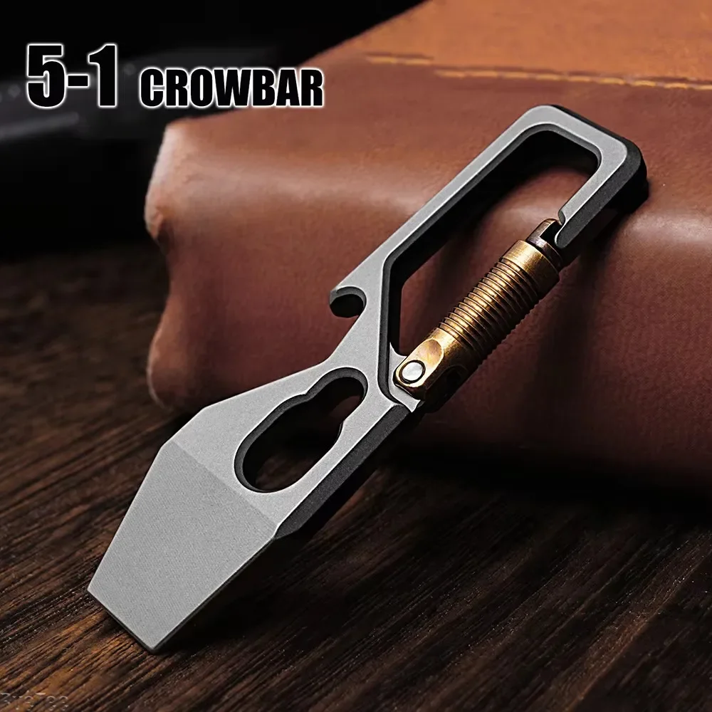 Titanium Pry Bar - 多機能キーホルダープライバー,チタン合金,ポータブルEDC,栓抜き,配送ツール,6cm, 5-1