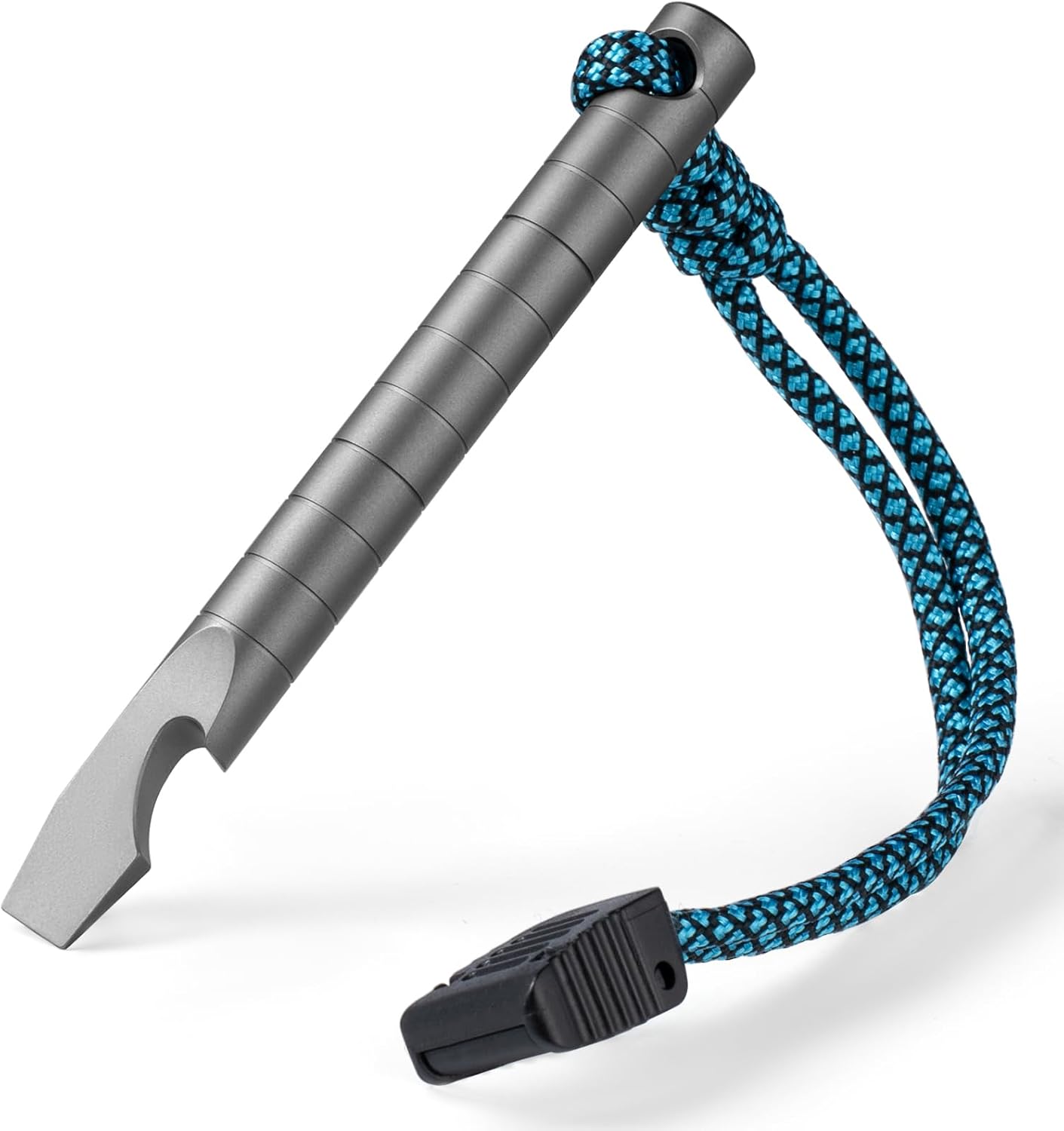 Titanium Pry Bar - ティスール-チタンEDCPYバーキーホルダー、ビールボトルオープナー付きマルチツール、6 in 1ポータブルポケットミニクローバーツール (グレー)