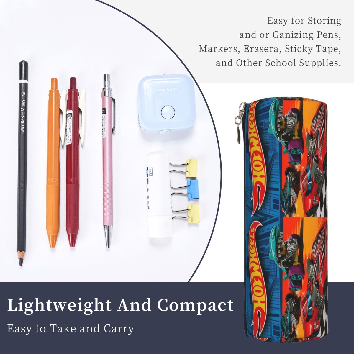 ホットウィールズ 車型ペンケース 子供用 学校用 円筒形ペン - Edc Carry Pen のレビューと価格