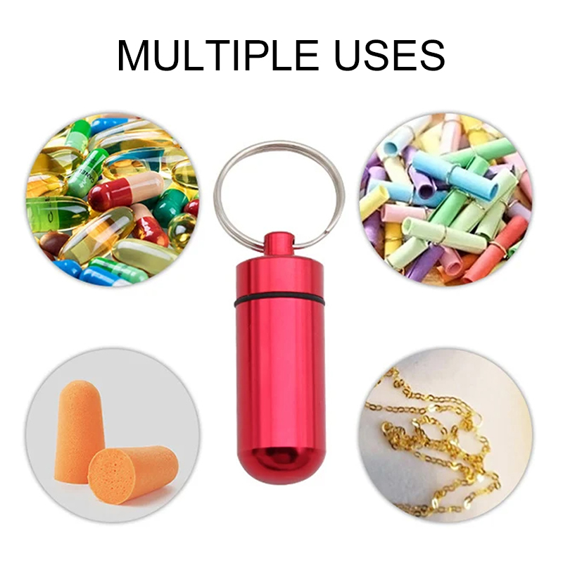 1/5個入りアルミニウム製ミニピルボックスキーチェーン –  - Edc Pill Carry のレビューと価格