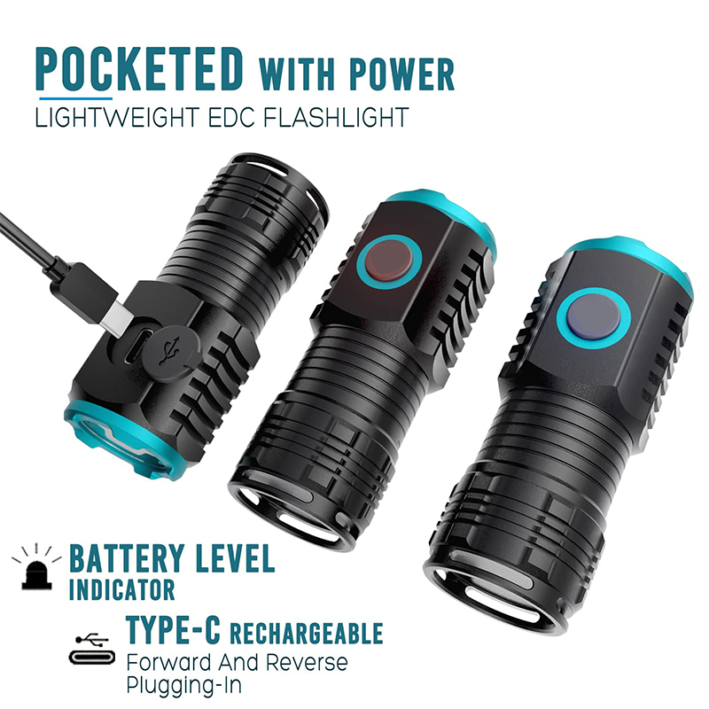 ミニLED懐中電灯,USB充電式,ポータブル,18350充電 - Edc Day Carry のレビューと価格