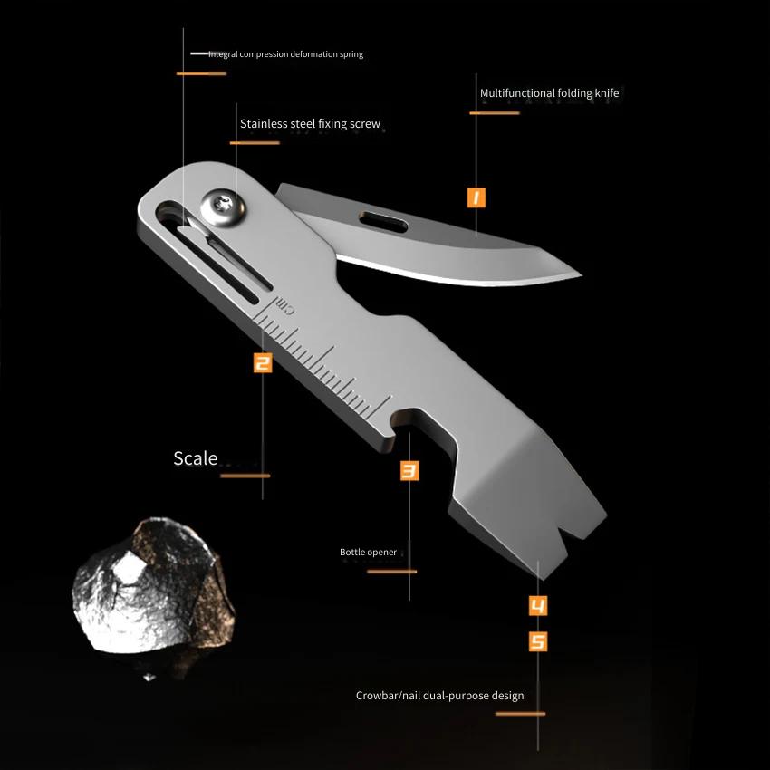 チタン合金多機能キーホルダー折りたたみナイフ - 開封やアウ - Titanium Pry Bar のレビューと価格
