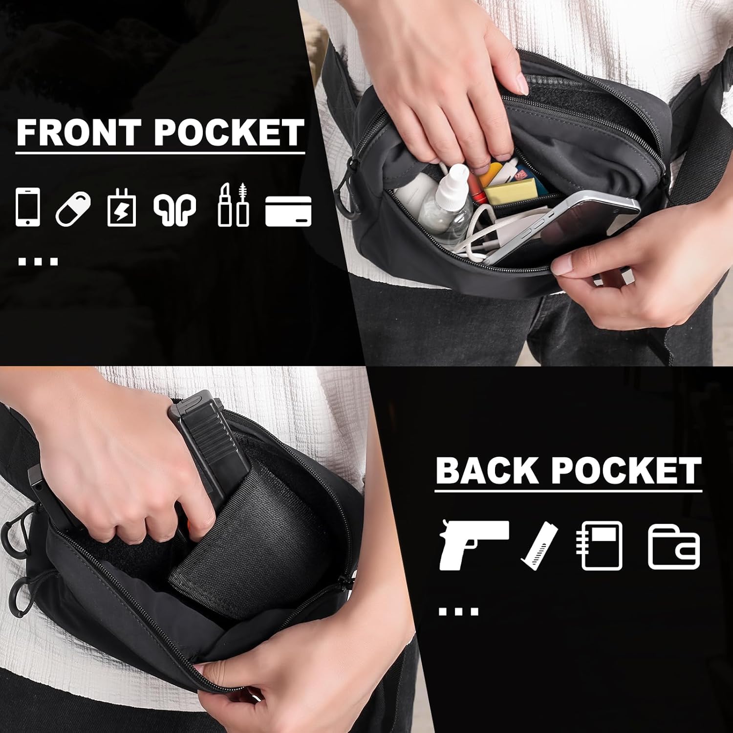 タクティカルファニーパック ホルスター付き 隠しキャリーバッ - Edc Concealed Carry Fanny Pack のレビューと価格