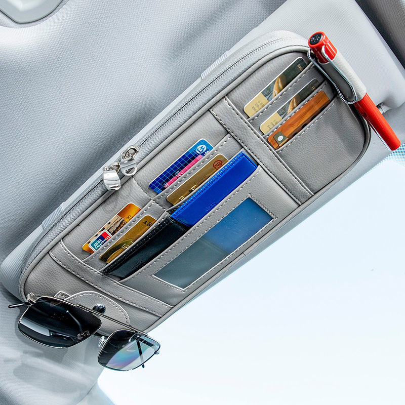 車用サンバイザー収納オーガナイザー PUレザー製 サングラス - Edc Carry Pen のレビューと価格