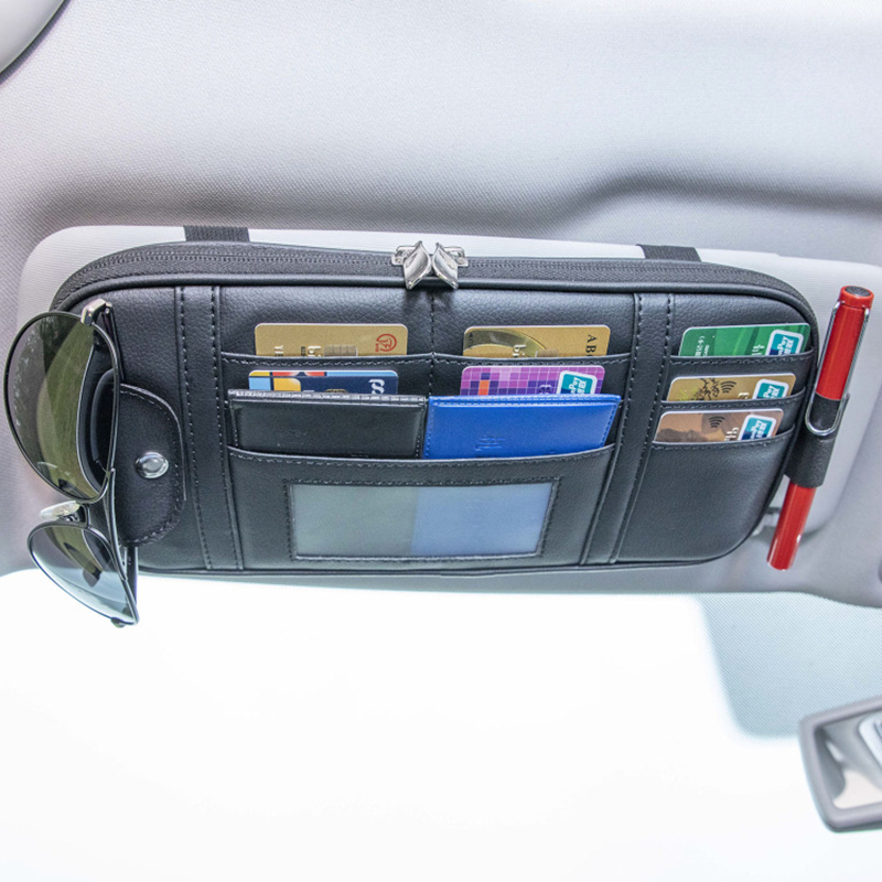 車用サンバイザー収納オーガナイザー PUレザー製 サングラス - Edc Carry Pen のレビューと価格
